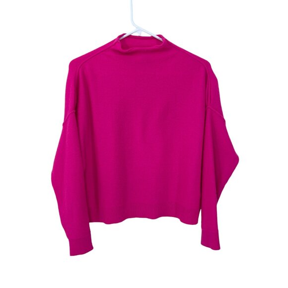 Pilcro Anthro Alani Size S Hot Pink 100% Cashmere Relaxed Mock Neck Sweater - Picture 2 of 6